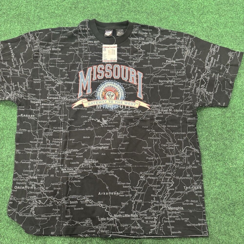 Missouri Map T-Shirt XXL State Mine Gateway to the West Black USA Tee